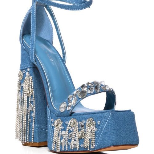 AZALEA WANG ABERNA DENIM PLATFORM SANDAL 2