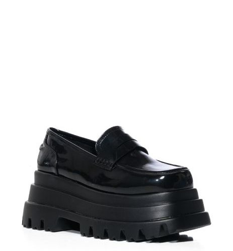 AZALEA WANG ALEO BLACK PLATFORM STATEMENT LOAFER 2