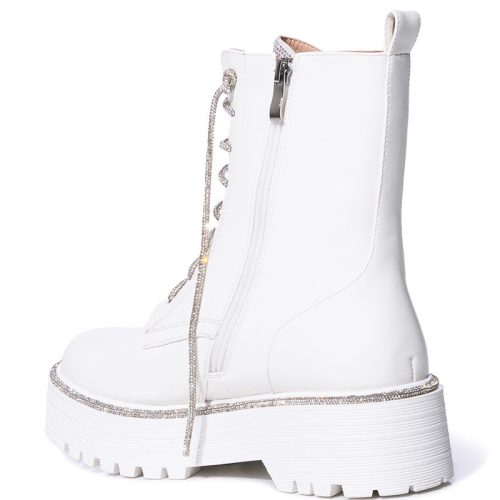 AZALEA WANG ATTENTIVE WHITE COMBAT BOOTIE 3