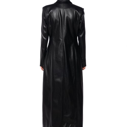 AZALEA WANG BEYOND BLACK FAUX LEATHER TRENCH 3 1 1