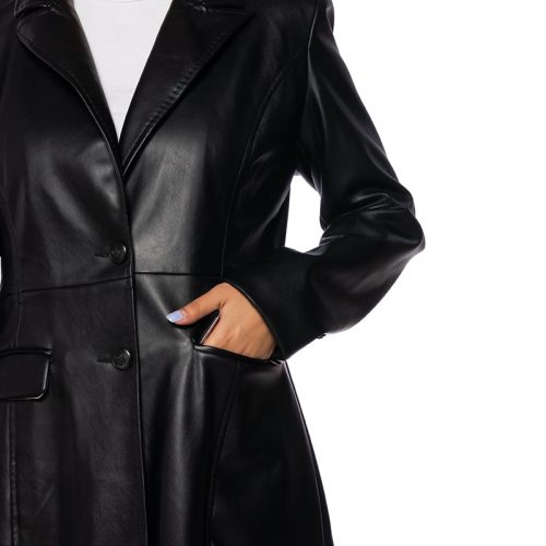 AZALEA WANG BEYOND BLACK FAUX LEATHER TRENCH 3 2