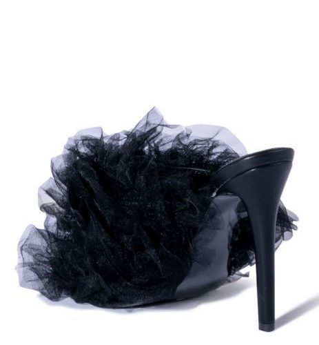 AZALEA WANG BIRDIE BLACK TULLE POINTED SANDAL 2