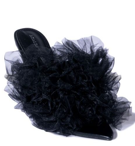 AZALEA WANG BIRDIE BLACK TULLE POINTED SANDAL 3