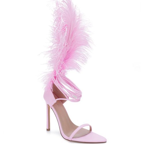 AZALEA WANG CLEASBY PINK FEATHER HEELED SANDAL 2