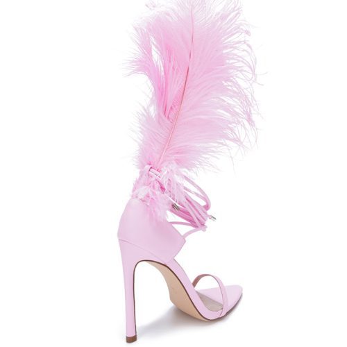 AZALEA WANG CLEASBY PINK FEATHER HEELED SANDAL 3