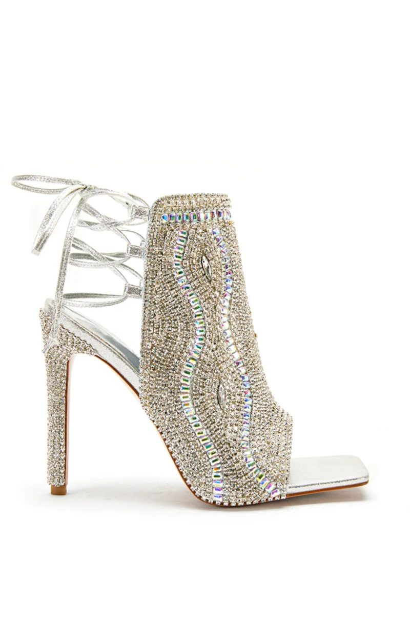 AZALEA WANG DELANIE SILVER STILETTO BOOTIE 1