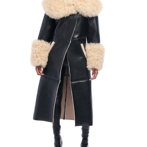 AZALEA WANG FLUFFY TRENCH BLACK 1 1