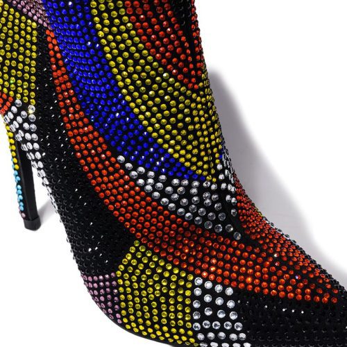 AZALEA WANG GLAMOROUS EMBELLISHED STILETTO BOOT MULTI 4