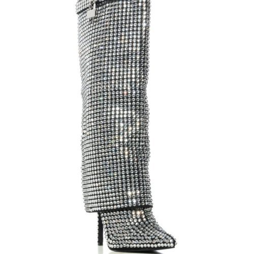 AZALEA WANG HEMLOCK SILVER CRYSTAL STILETTO BOOT 2