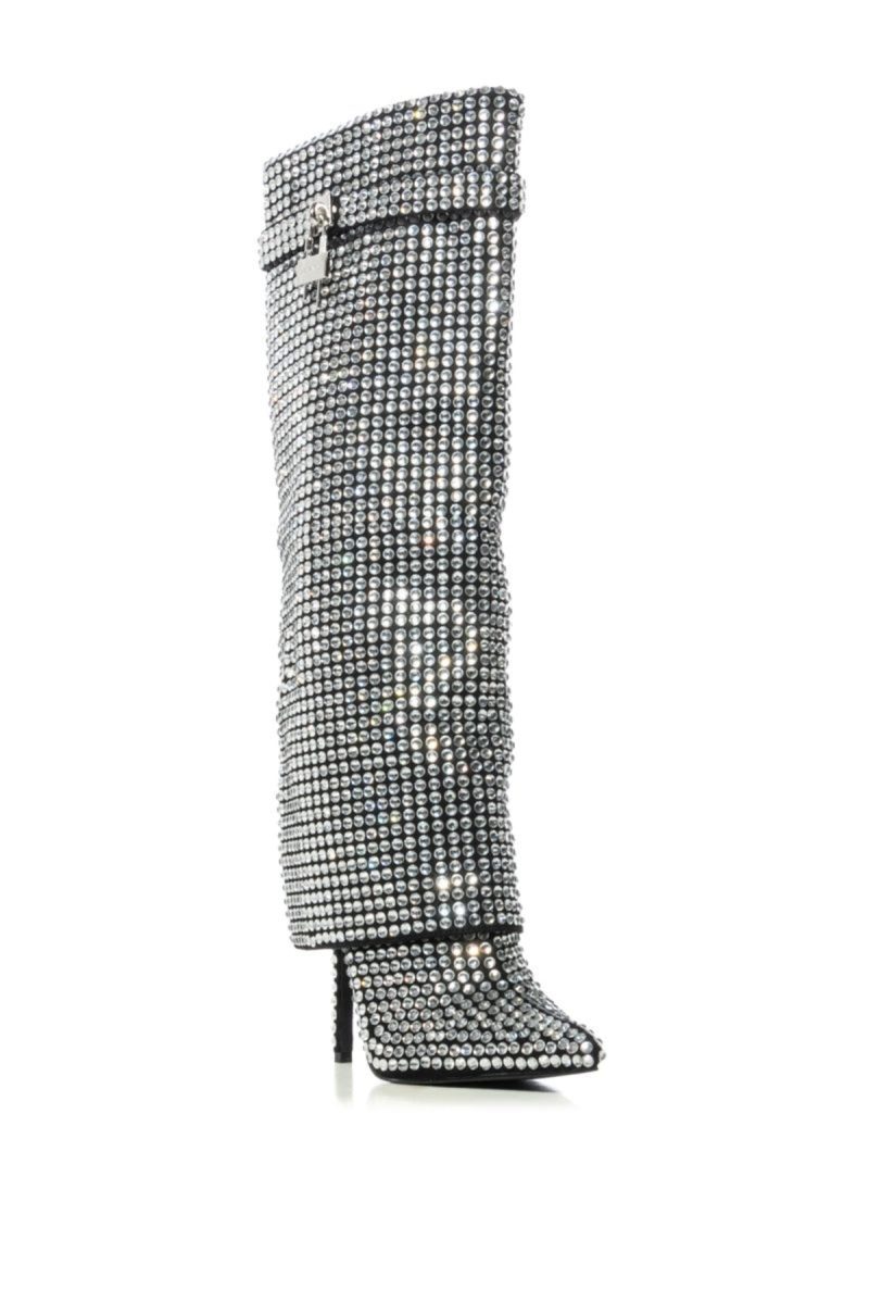 AZALEA WANG HEMLOCK SILVER CRYSTAL STILETTO BOOT 2