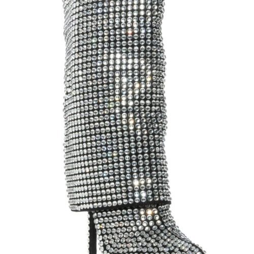 AZALEA WANG HEMLOCK SILVER CRYSTAL STILETTO BOOT 4