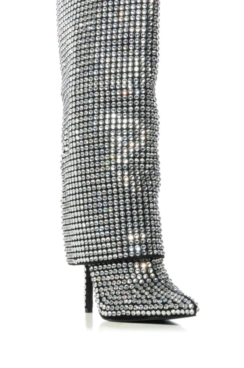 AZALEA WANG HEMLOCK SILVER CRYSTAL STILETTO BOOT 4