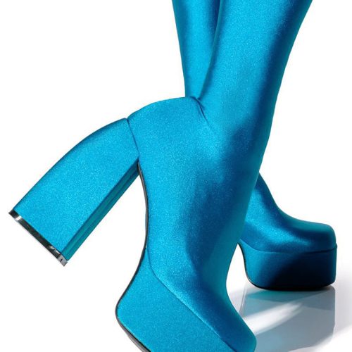 AZALEA WANG HEYHEY TURQUOISE PLATFORM PANT BOOT 3