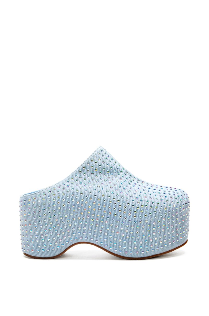 AZALEA WANG JAMAL DENIM CRYSTAL PLATFORM MULE 1