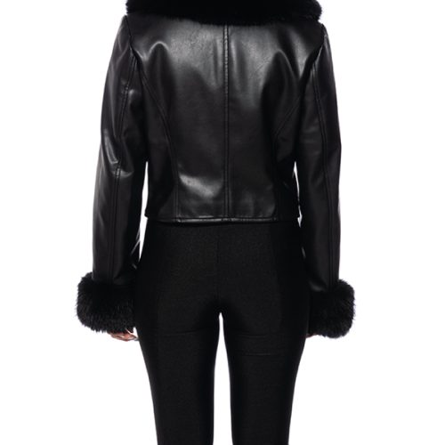 AZALEA WANG LUNNA BLACK FUR JACKET 3