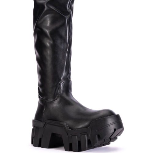 AZALEA WANG LYRICA BLACK CHUNKY KNEE HIGH BOOT 3