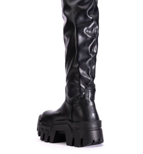 AZALEA WANG LYRICA BLACK CHUNKY KNEE HIGH BOOT 4