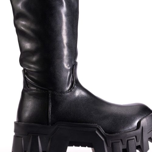 AZALEA WANG LYRICA BLACK CHUNKY KNEE HIGH BOOT 5