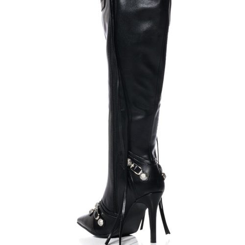 AZALEA WANG MAEVE BLACK FAUX LEATHER STILETTO BOOT 3