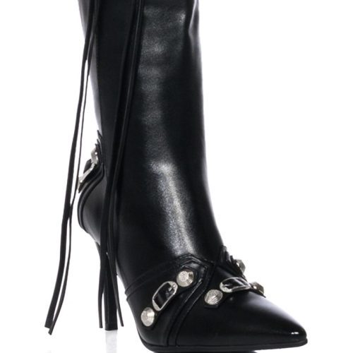 AZALEA WANG MAEVE BLACK FAUX LEATHER STILETTO BOOT 4