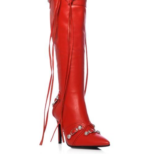 AZALEA WANG MAEVE RED FAUX LEATHER STILETTO BOOT 2