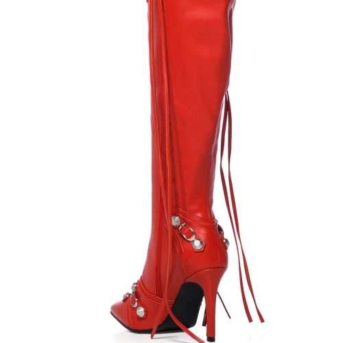 AZALEA WANG MAEVE RED FAUX LEATHER STILETTO BOOT 3