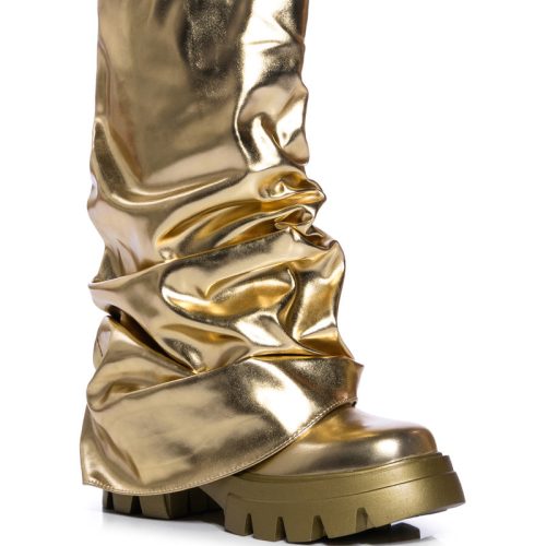 AZALEA WANG MATE GOLD CHUNKY FLAT BOOT 3