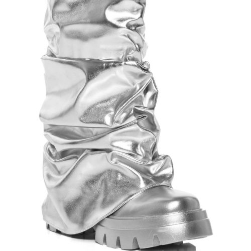 AZALEA WANG MATE METALLIC BOOT SILVER 1 1