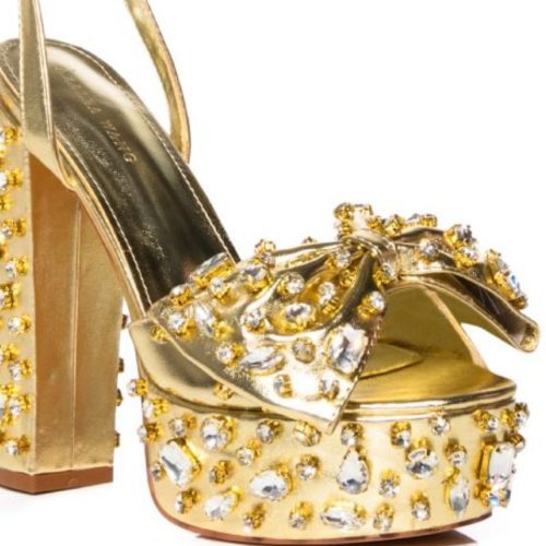 AZALEA WANG MAYA GOLD PLATFORM SANDAL 4