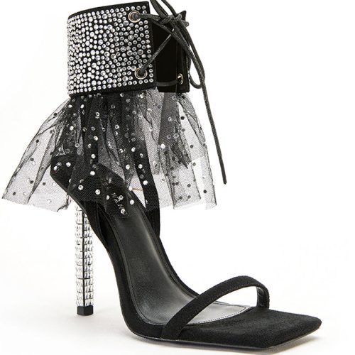 AZALEA WANG MITO BLACK CRYSTAL STILETTO SANDAL 2