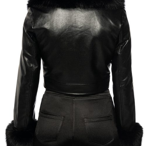 AZALEA WANG NEW GISELE BLACK FUR JACKET 3