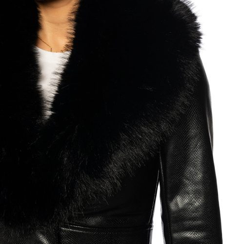 AZALEA WANG NEW GISELE BLACK FUR JACKET 4