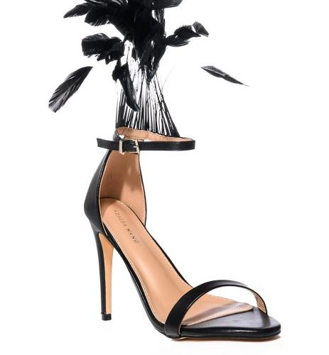 AZALEA WANG OAK BLACK OSTRICH FEATHER HEELED SANDAL 2