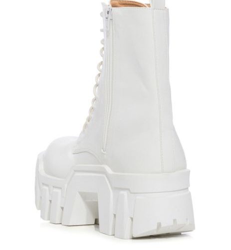 AZALEA WANG OLYMPIA WHITE CHUNKY LACE UP BOOTIE 3