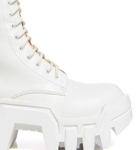 AZALEA WANG OLYMPIA WHITE CHUNKY LACE UP BOOTIE 4