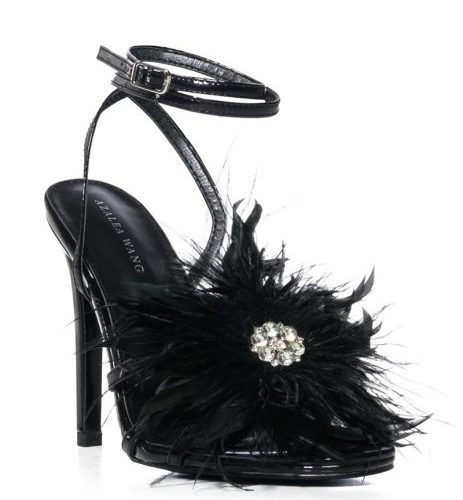 AZALEA WANG SANTOS BLACK FEATHER STILETTO SANDAL 2