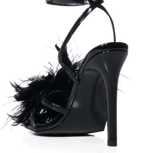 AZALEA WANG SANTOS BLACK FEATHER STILETTO SANDAL 3