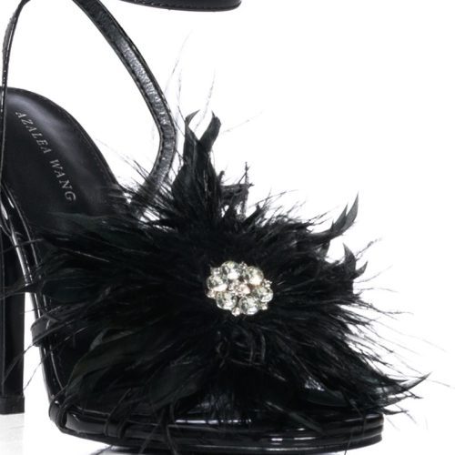 AZALEA WANG SANTOS BLACK FEATHER STILETTO SANDAL 4