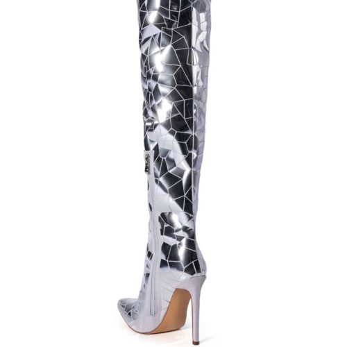 AZALEA WANG SHATTERED SILVER STILETTO BOOT 3