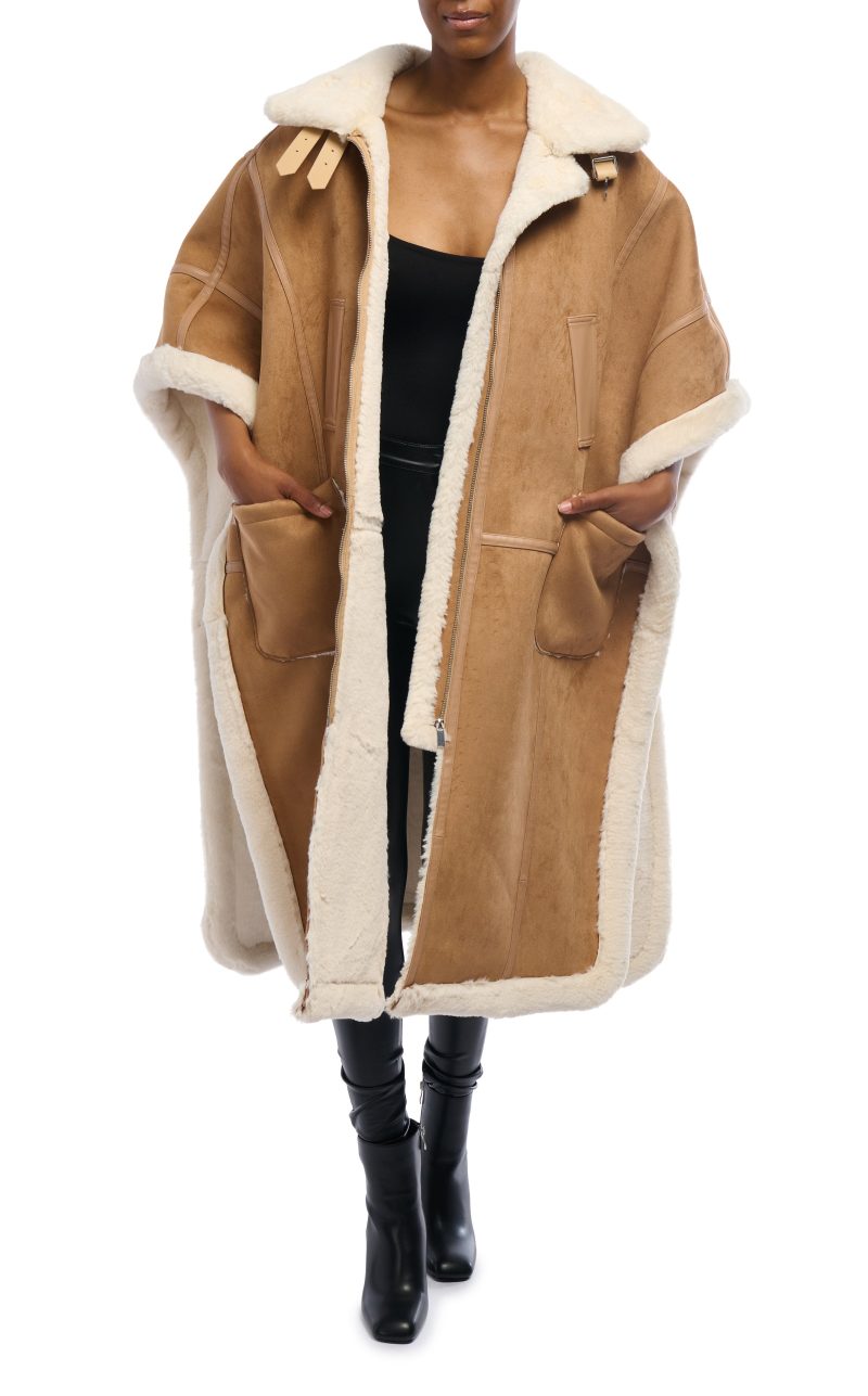 AZALEA WANG SHEARLING PONCHO 2