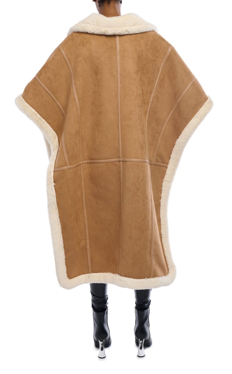 AZALEA WANG SHEARLING PONCHO 3