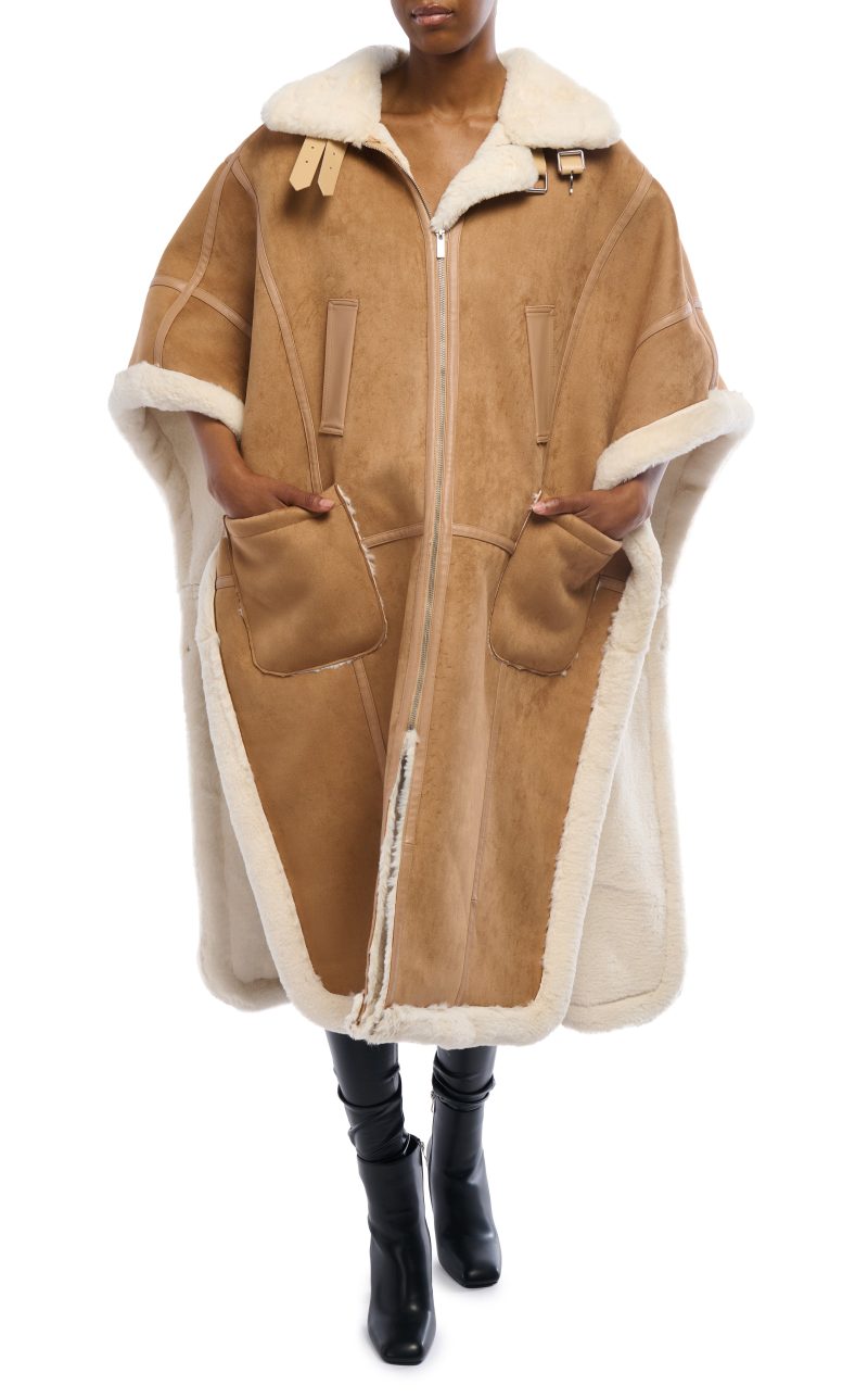 AZALEA WANG SHEARLING PONCHO 6