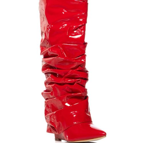 AZALEA WANG SIF RED WEDGE BOOT 2