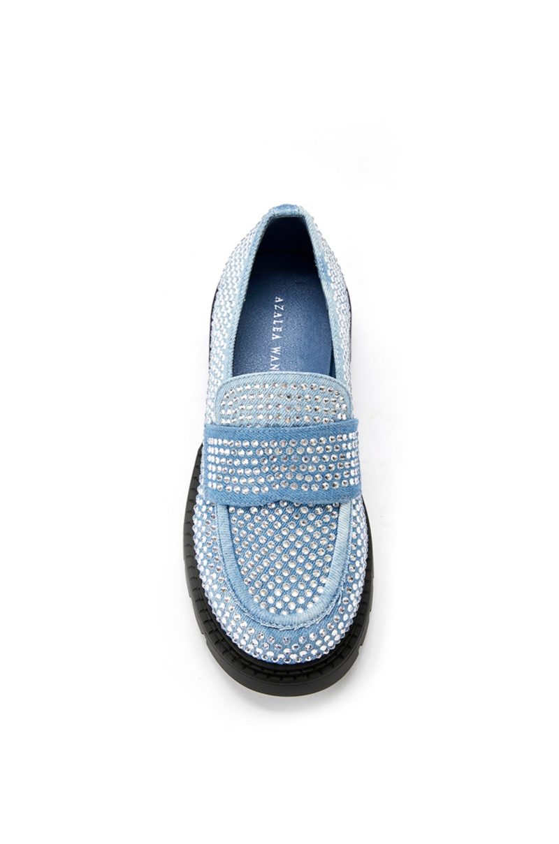 AZALEA WANG THUMPER DENIM CRYSTAL LOAFER 1