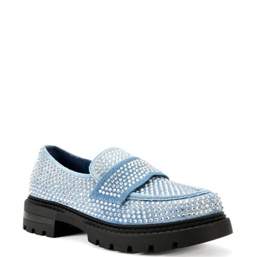 AZALEA WANG THUMPER DENIM CRYSTAL LOAFER 3