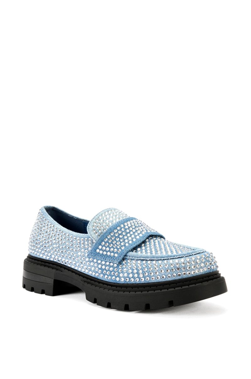 AZALEA WANG THUMPER DENIM CRYSTAL LOAFER 3