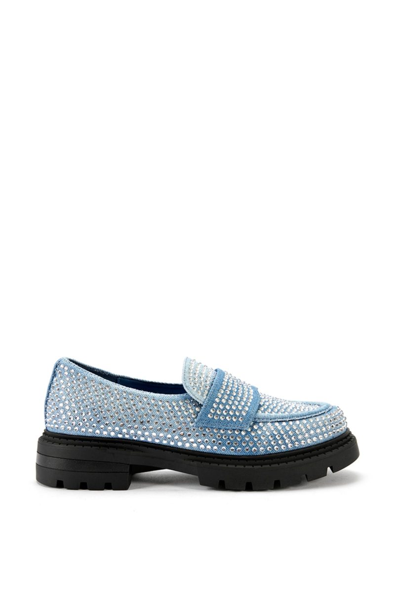 AZALEA WANG THUMPER DENIM CRYSTAL LOAFER 4