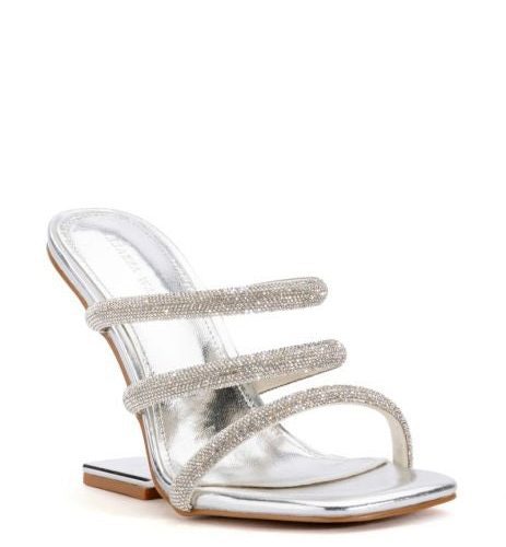 azalea wang dionne embellished chunky sandal in silver 2