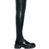 flat chunky stretchy thigh high boots in black