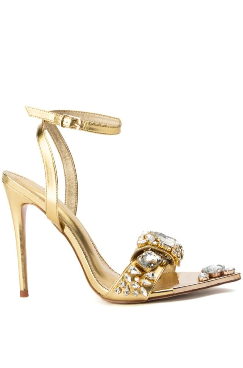 azalea wang keep it sweet stiletto sandal in gold gold 1 1